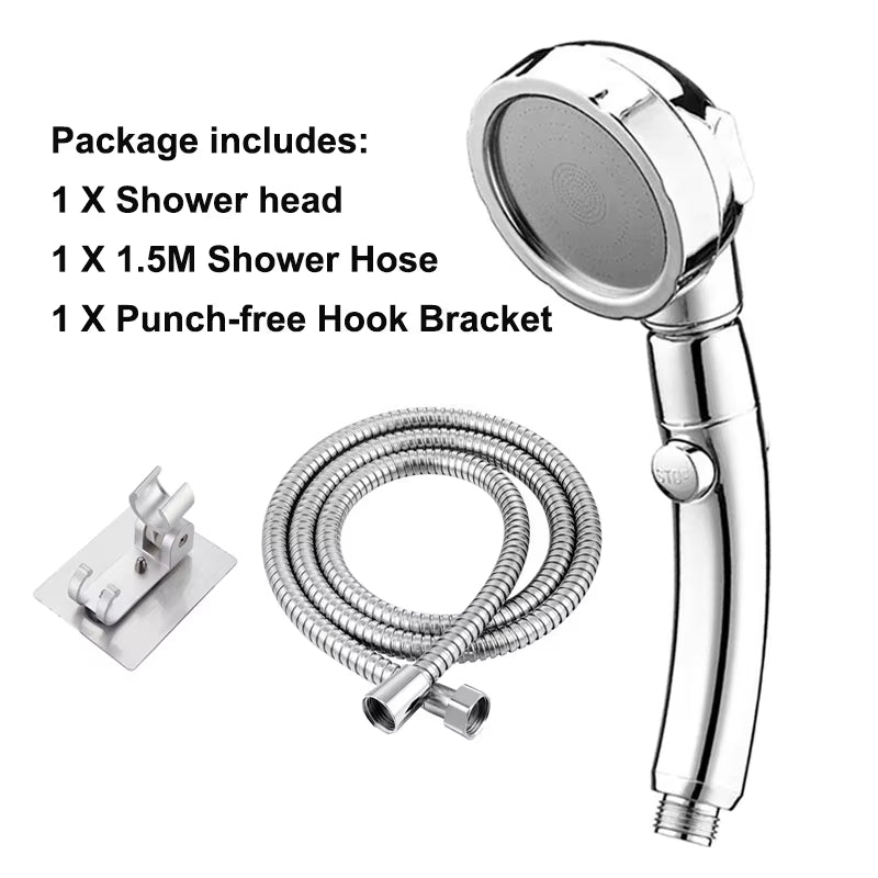 3 Modes Adjustable Bathroom Shower Head High Pressure Water Saving Shower with Button Rainfall Massage SPA Handheld Shower Heads