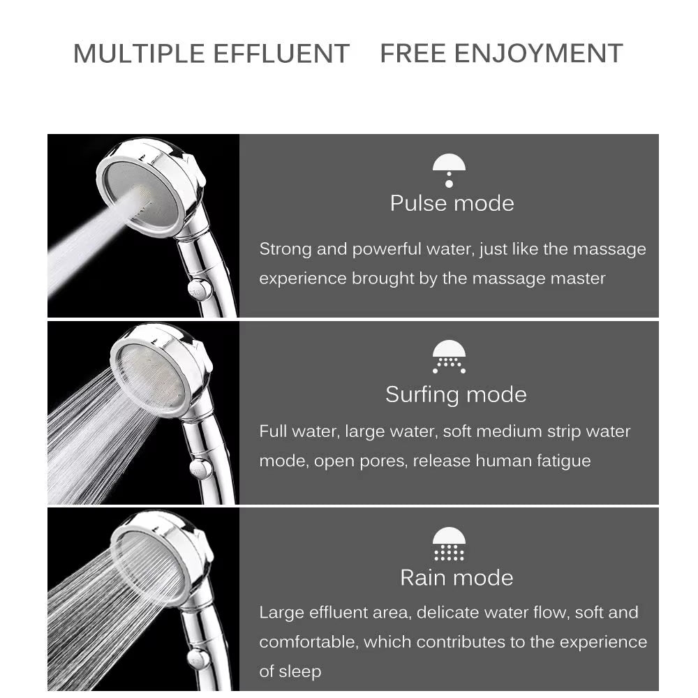 3 Modes Adjustable Bathroom Shower Head High Pressure Water Saving Shower with Button Rainfall Massage SPA Handheld Shower Heads